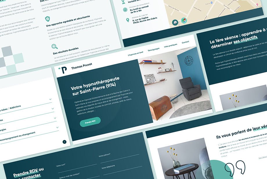 Captures d'écran du site thomas-pruvot.re développé par Kévin PEREZ, développeur web freelance sur La Réunion
