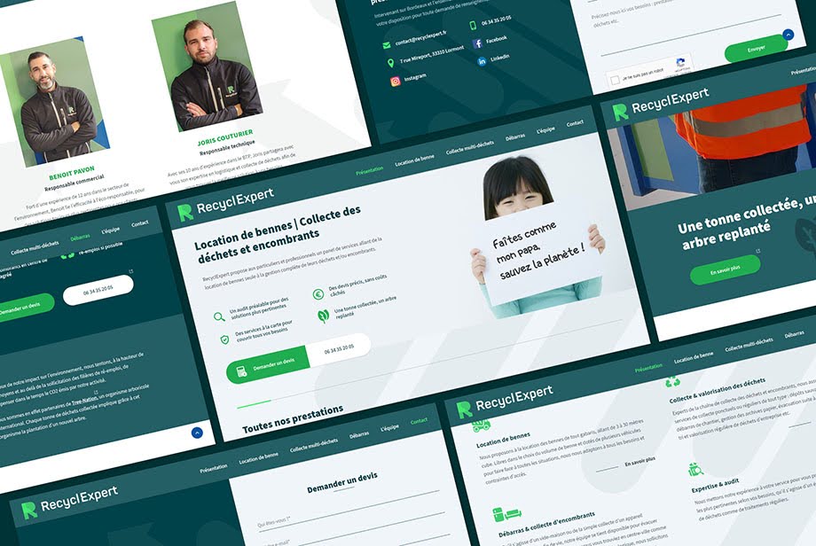 Captures d'écran du site recyclexpert.fr développé par Kévin PEREZ, développeur web freelance sur La Réunion